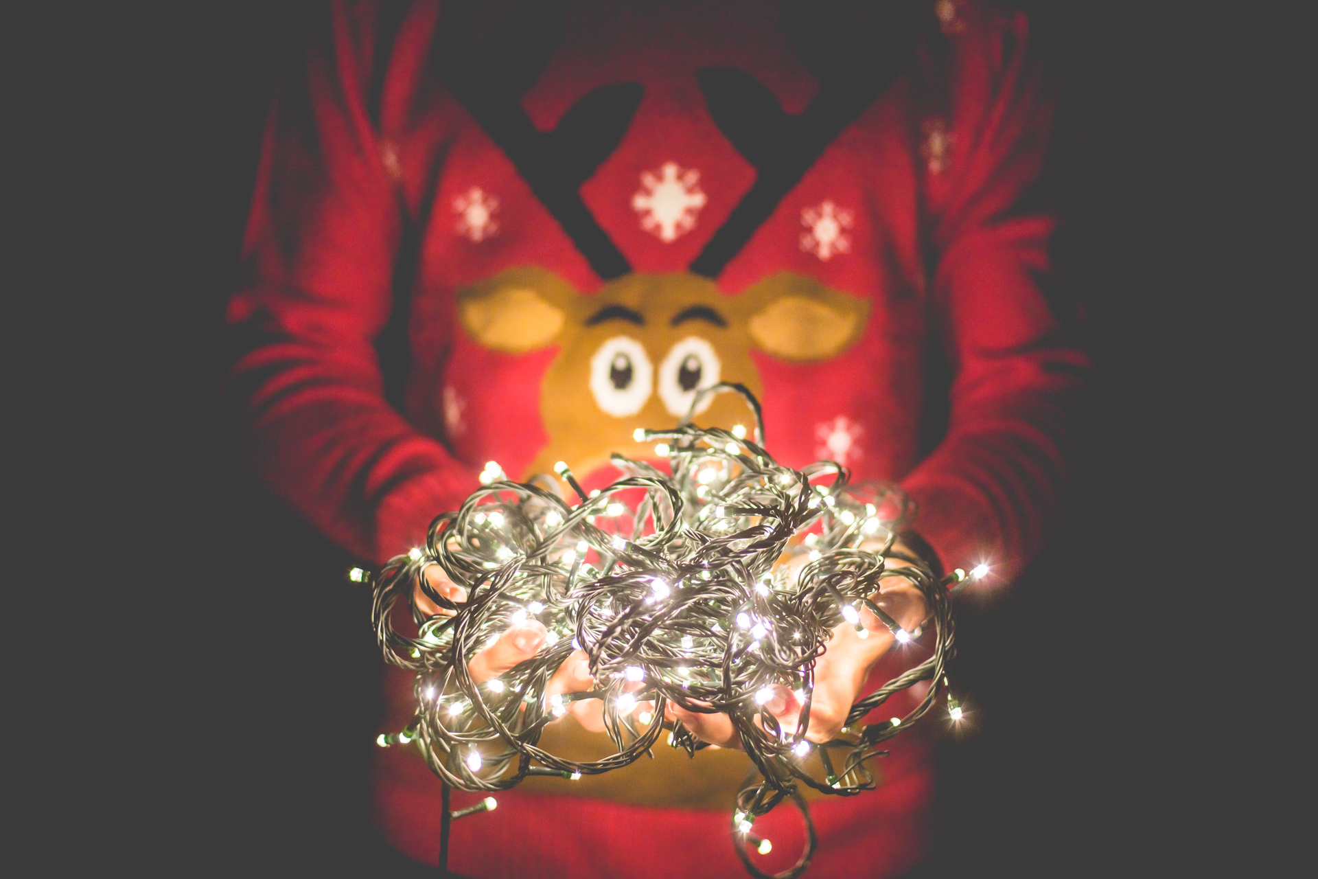 man-in-christmas-sweater-holding-christmas-lights-picjumbo-com