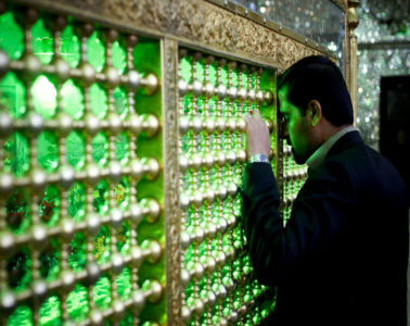 emerald tomb ceiling shah cheragh shiraz iran
