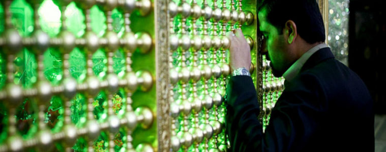 emerald tomb ceiling shah cheragh shiraz iran